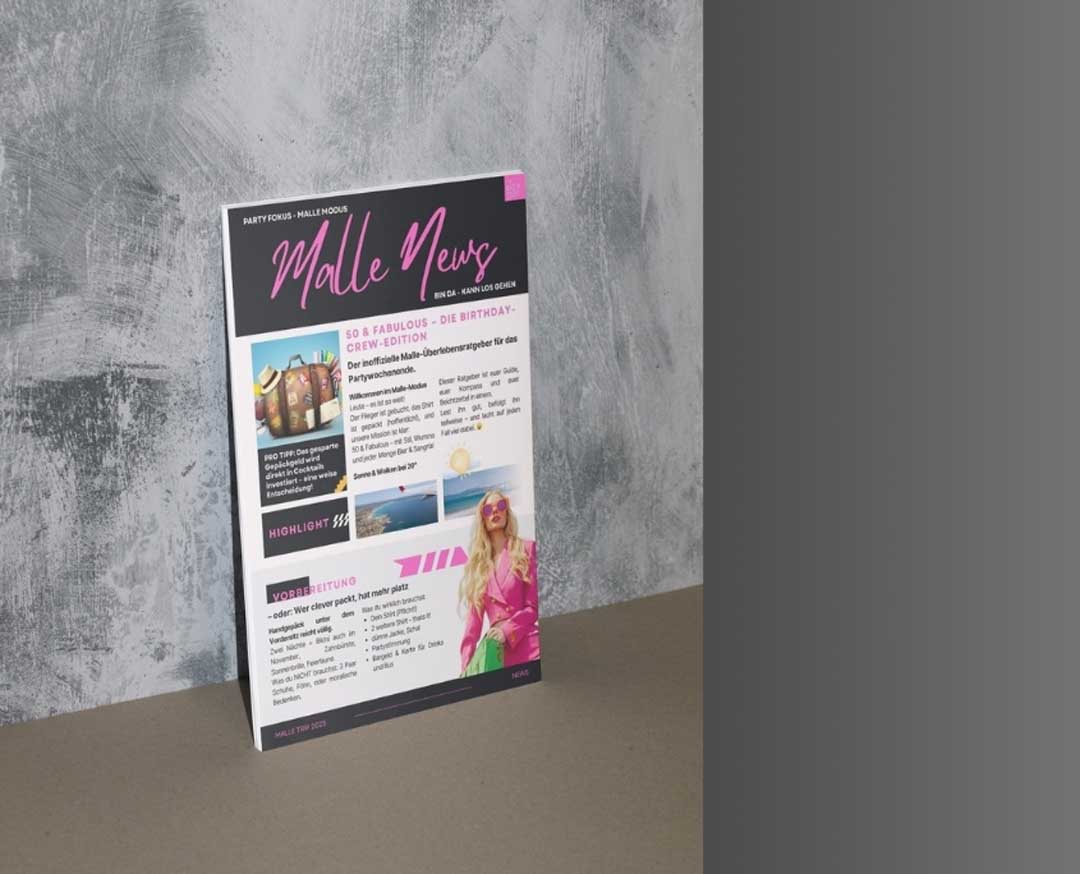 Referenz: Party Malle News Broschüre Erstellung