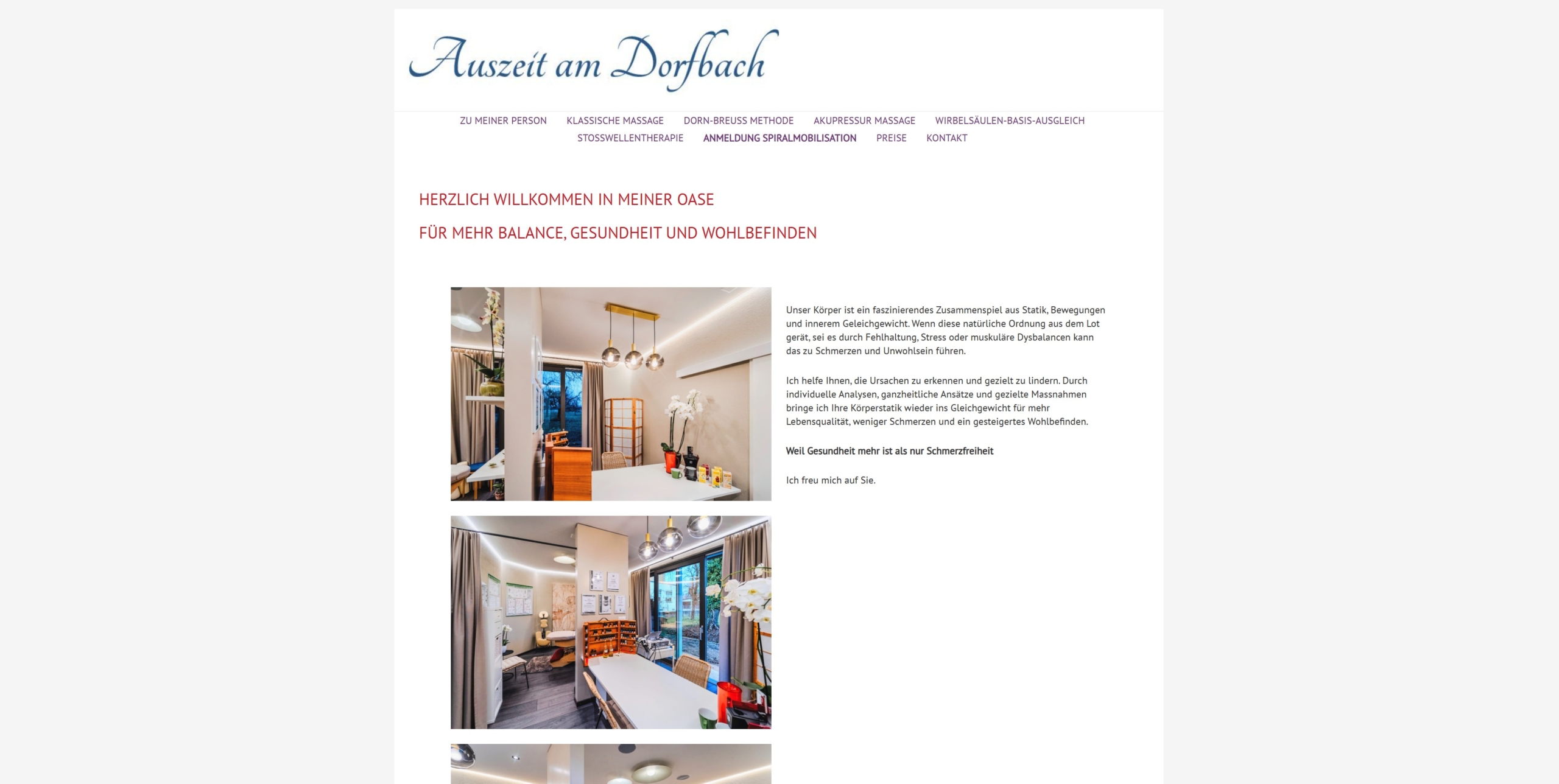 Auszeit am Dorfbach, Website vorher