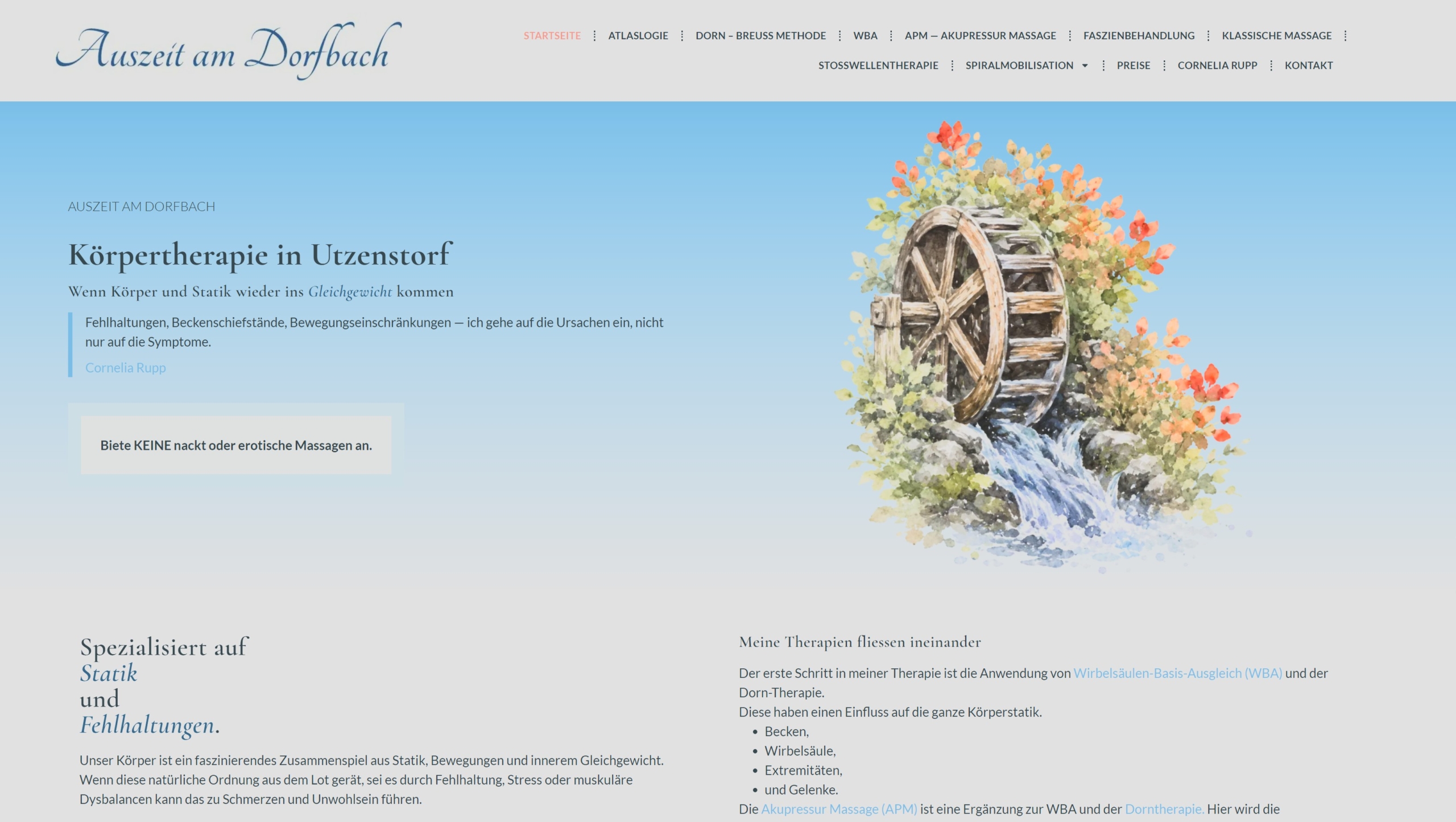 Auszeit am Dorfbach, Website nachher